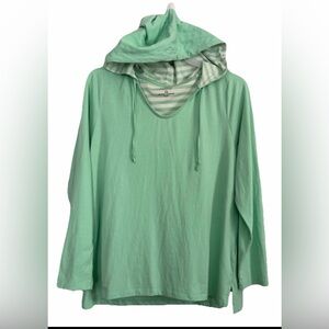 Sonoma Mint Green Lightweight Hoodie Shirt V-Neck Womens XL Top Long Sleeve